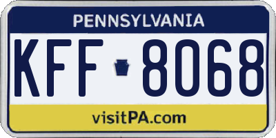 PA license plate KFF8068