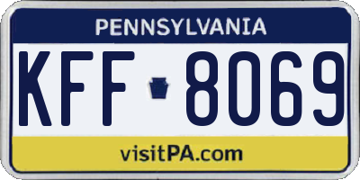 PA license plate KFF8069