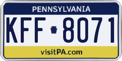 PA license plate KFF8071