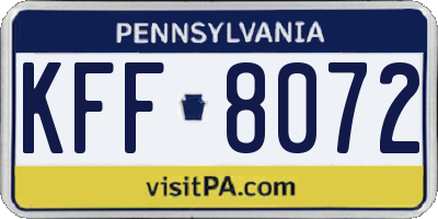PA license plate KFF8072