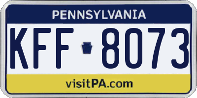 PA license plate KFF8073