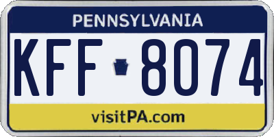 PA license plate KFF8074