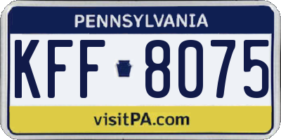 PA license plate KFF8075