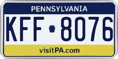 PA license plate KFF8076