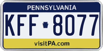 PA license plate KFF8077