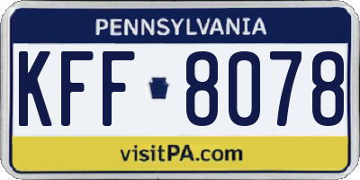 PA license plate KFF8078