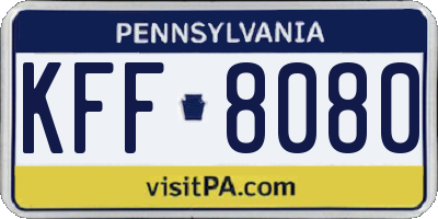 PA license plate KFF8080