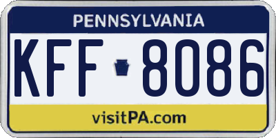 PA license plate KFF8086