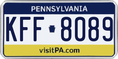 PA license plate KFF8089