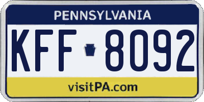 PA license plate KFF8092