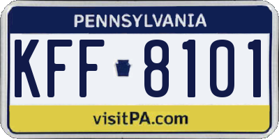 PA license plate KFF8101