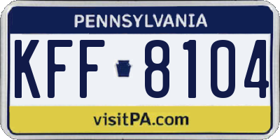 PA license plate KFF8104