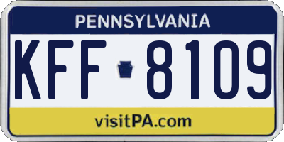 PA license plate KFF8109