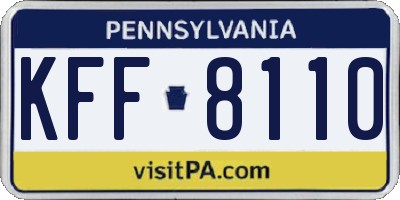PA license plate KFF8110