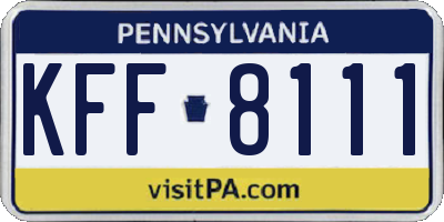PA license plate KFF8111