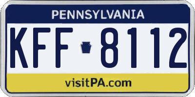 PA license plate KFF8112