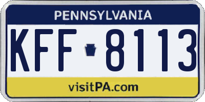 PA license plate KFF8113