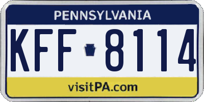 PA license plate KFF8114