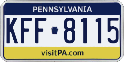 PA license plate KFF8115