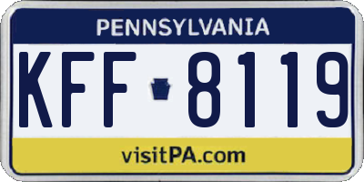 PA license plate KFF8119