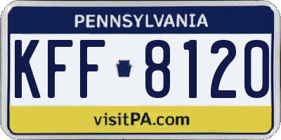 PA license plate KFF8120