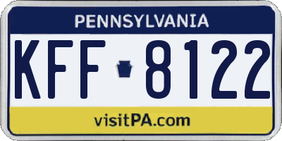 PA license plate KFF8122