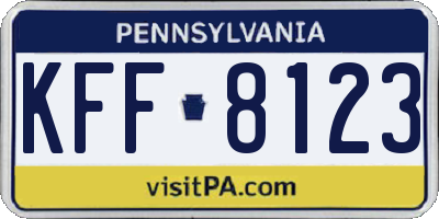 PA license plate KFF8123