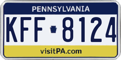 PA license plate KFF8124