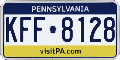 PA license plate KFF8128