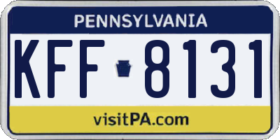 PA license plate KFF8131