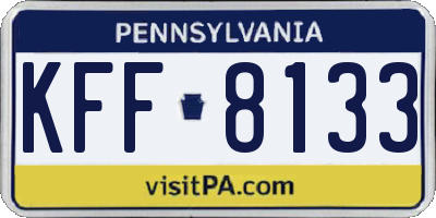 PA license plate KFF8133