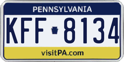 PA license plate KFF8134