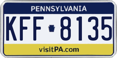 PA license plate KFF8135