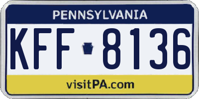 PA license plate KFF8136