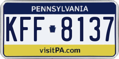 PA license plate KFF8137
