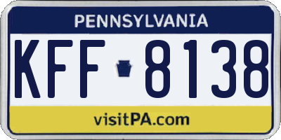 PA license plate KFF8138