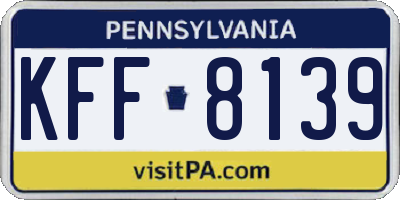 PA license plate KFF8139