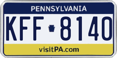 PA license plate KFF8140