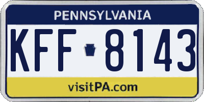 PA license plate KFF8143