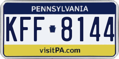 PA license plate KFF8144