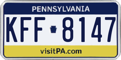 PA license plate KFF8147