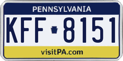 PA license plate KFF8151
