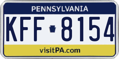 PA license plate KFF8154