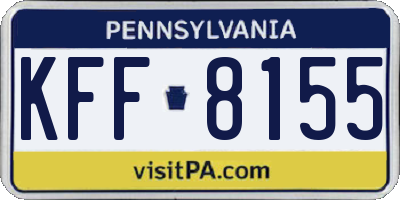 PA license plate KFF8155