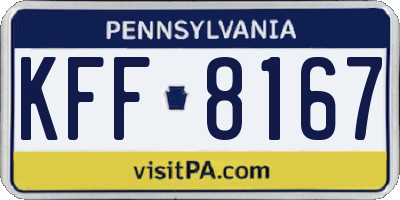 PA license plate KFF8167