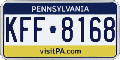PA license plate KFF8168