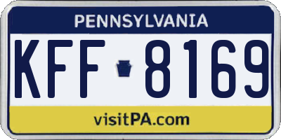 PA license plate KFF8169