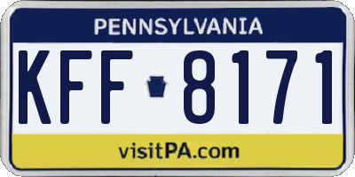 PA license plate KFF8171