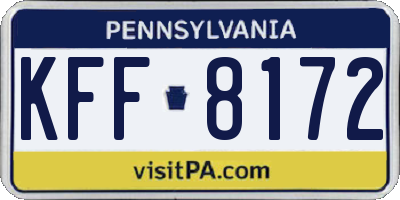PA license plate KFF8172