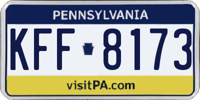PA license plate KFF8173